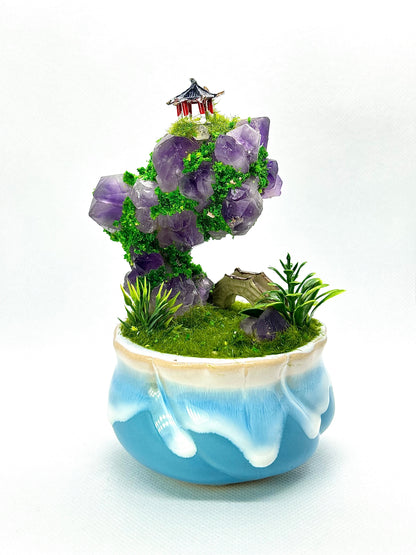 Dekorativer Blumentopf aus Amethyst Stein